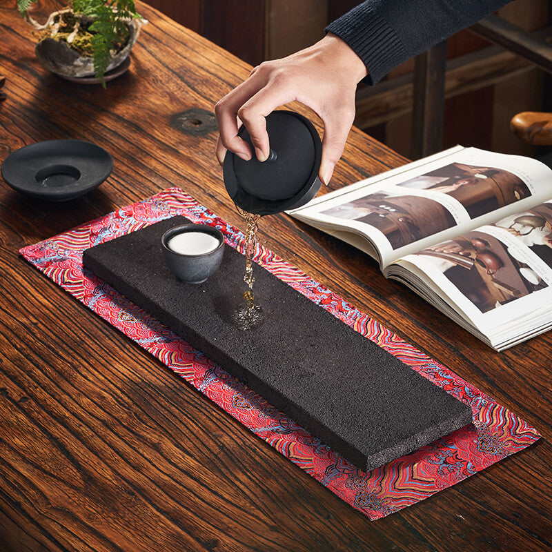 Water Reservoir Tea Tray No Holes Black Stone Tea Table For Tea Pot Gaiwan Cups