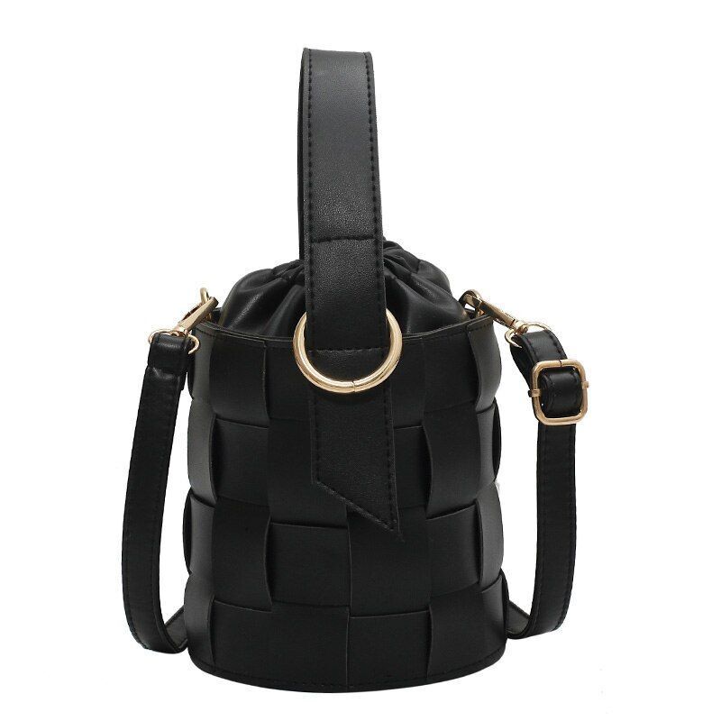 Drawstring Bucket Bag Pouch Shoulder Bag Synthetic Leather Crossbody 13*15*13 CM