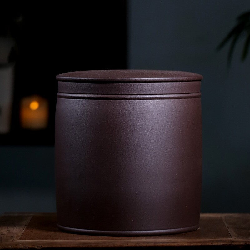 True Yixing Zisha Purple Clay Tea Canister With Lid Sealed Jar For Puer Tea Cake