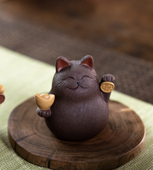 Purple Clay Tea Pets Cute Cat Zisha Crafts Decor