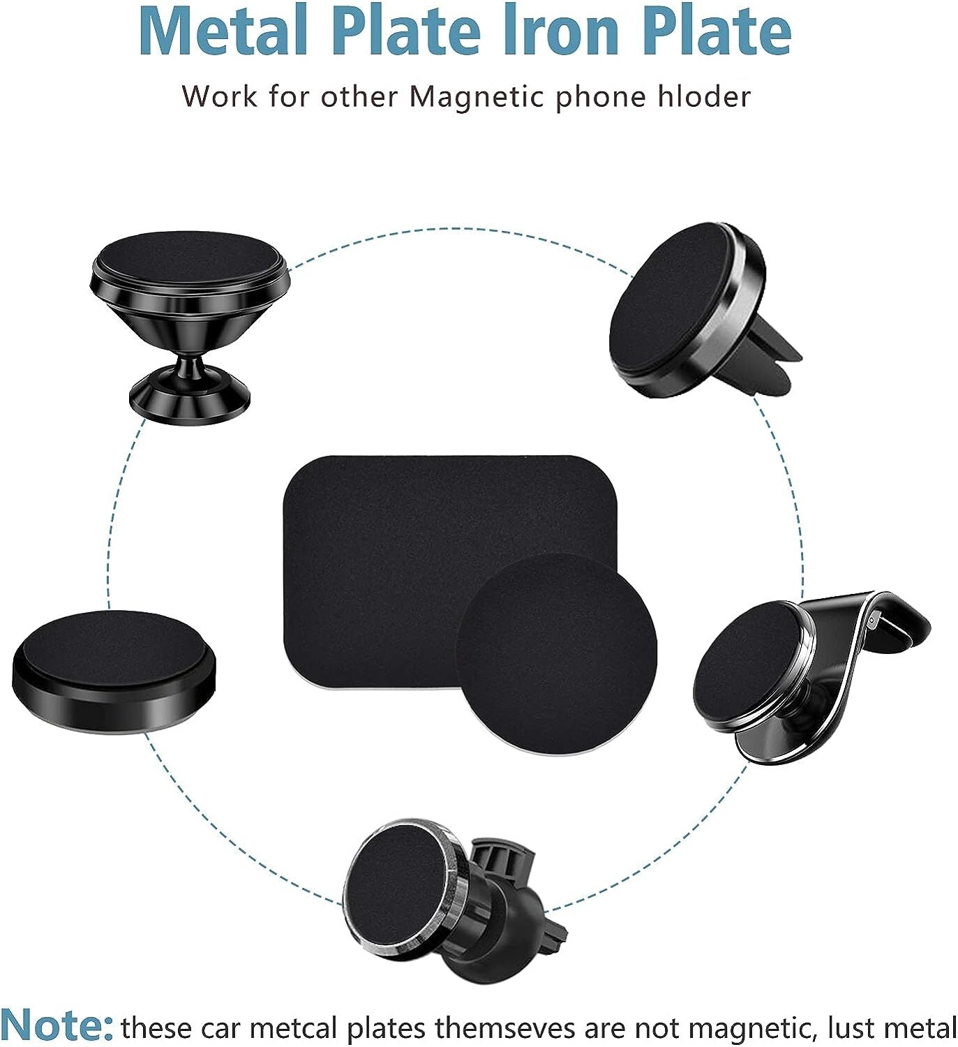 Metal Plates Adhesive Sticker Replace For Magnetic Car Mount Phone Holder