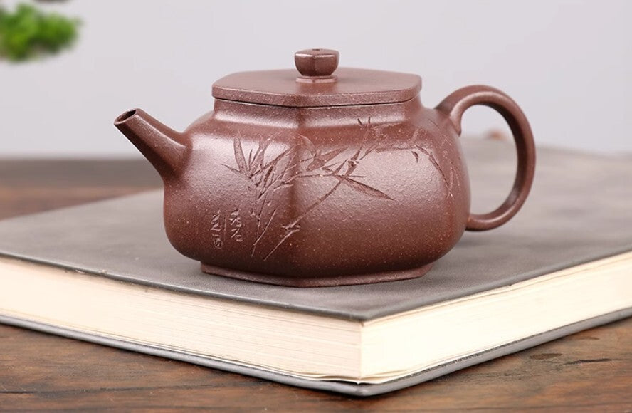110cc chinese Yixing Handmade Zisha Purple clay Teapot PingGaiLiuFang Hu Tea Pot