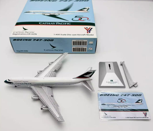 1:400 YY Wings CATHAY PACIFIC BOEING 747-300 Flap Down Airplane Diecast Model