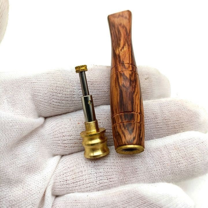 Natural Dalbergia Cigarette Holder Reusable Metal Filter 8x1.2cm Wood Mouthpiece