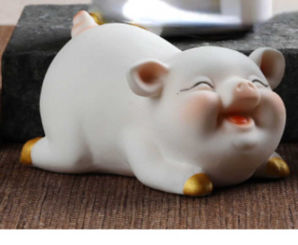 Creative Ceramic Zodiac Pig Ornament Animal Tea Pet Flower Pet Tea Ceremony