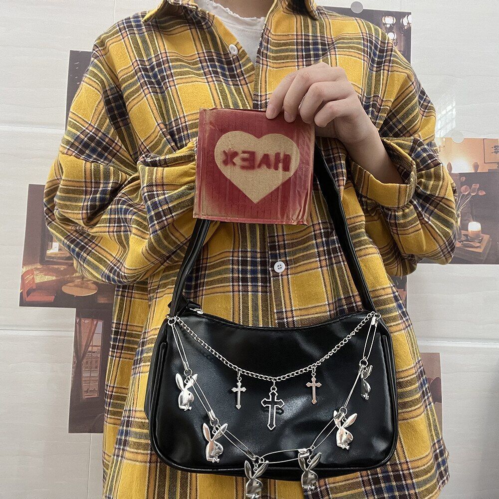 Bag Fashion Chains Accessories Punk Aesthetic Handbag 23*14*8 CM Shoulder Purse