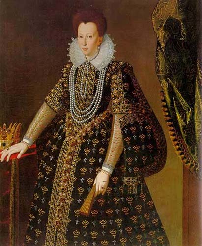 Wonderful Oil painting noblewoman Christine of Lorraine Medici holding fan 36"