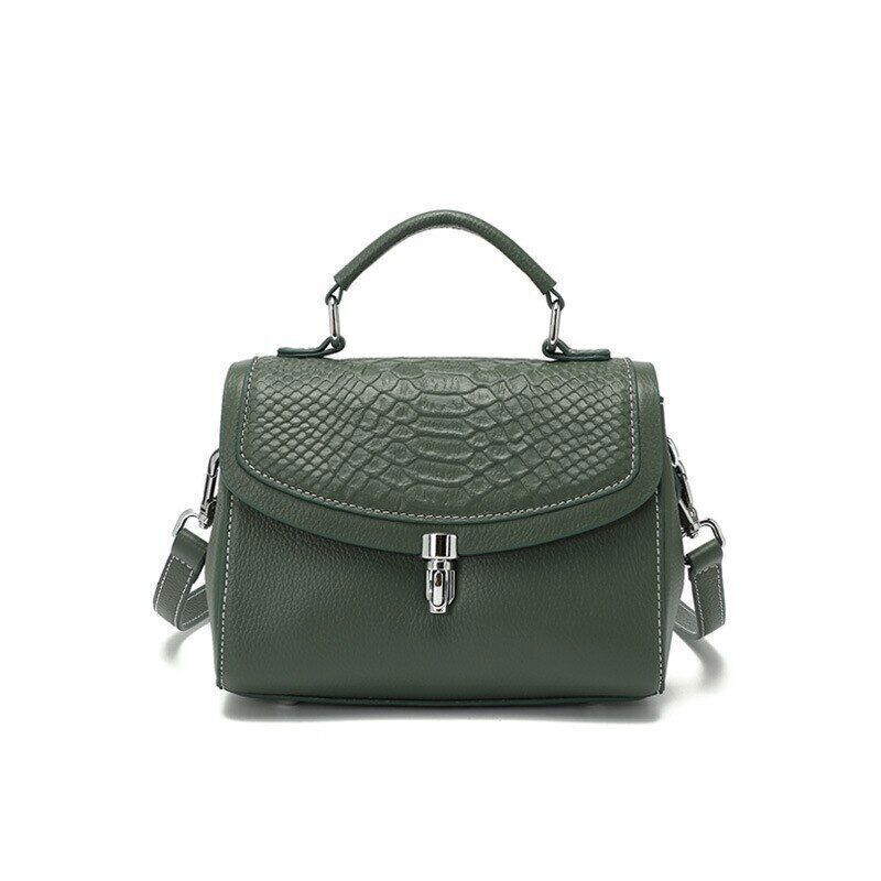 Women's Bag Genuine Leather Shoulder Bags Texture Zipper Handbags Women