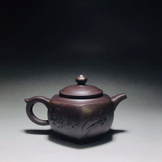 Chinese Yixing Zisha Clay Handmade Exquisite Teapot (梅兰竹菊 底款:金鼎商标)