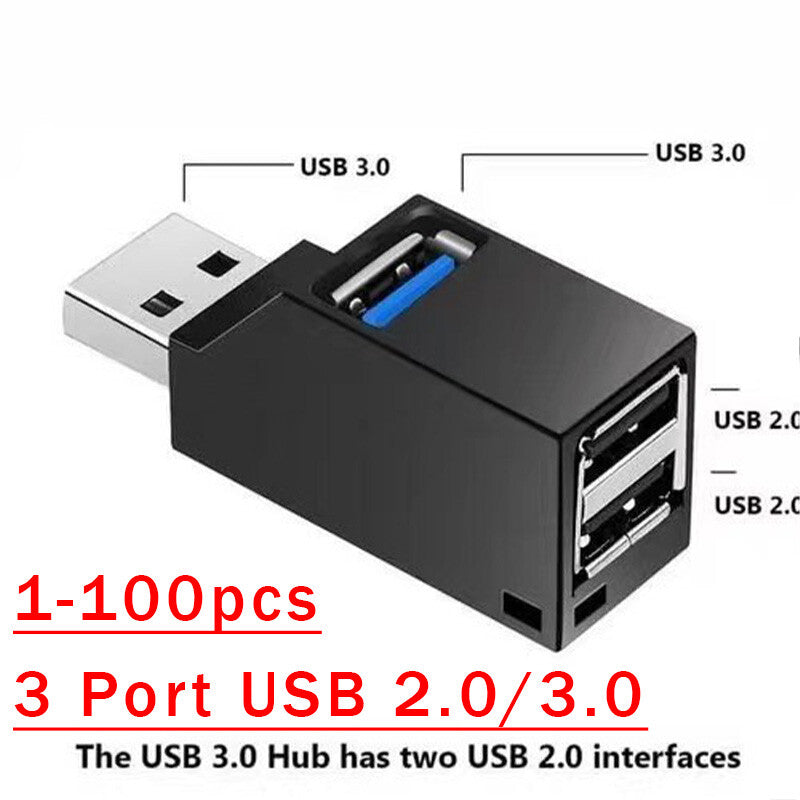 USB Hub 7 Port On/Off Switch High Speed Splitter AC Adapter Cable PC Laptop Lot