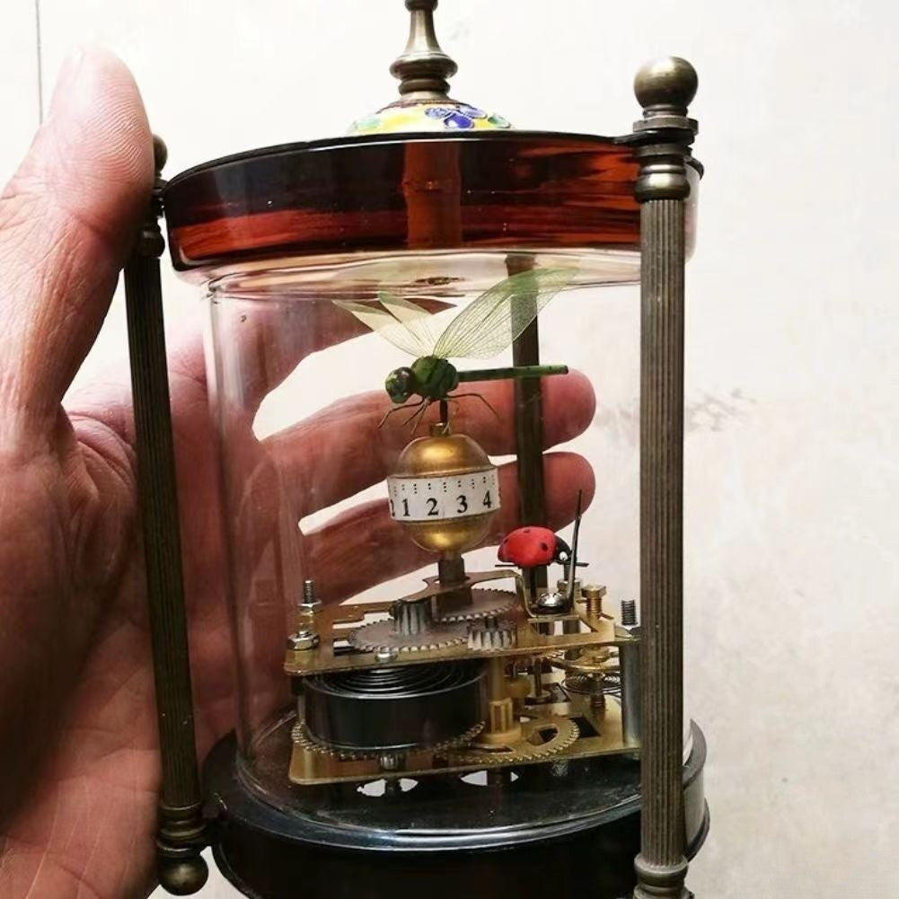 Antique Collection Exquisite Brass Glass Mechanical Clock