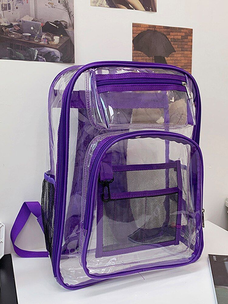 Backpack Waterproof Transparent School Bag Large Solid Clear Fashion Plastic Bag
