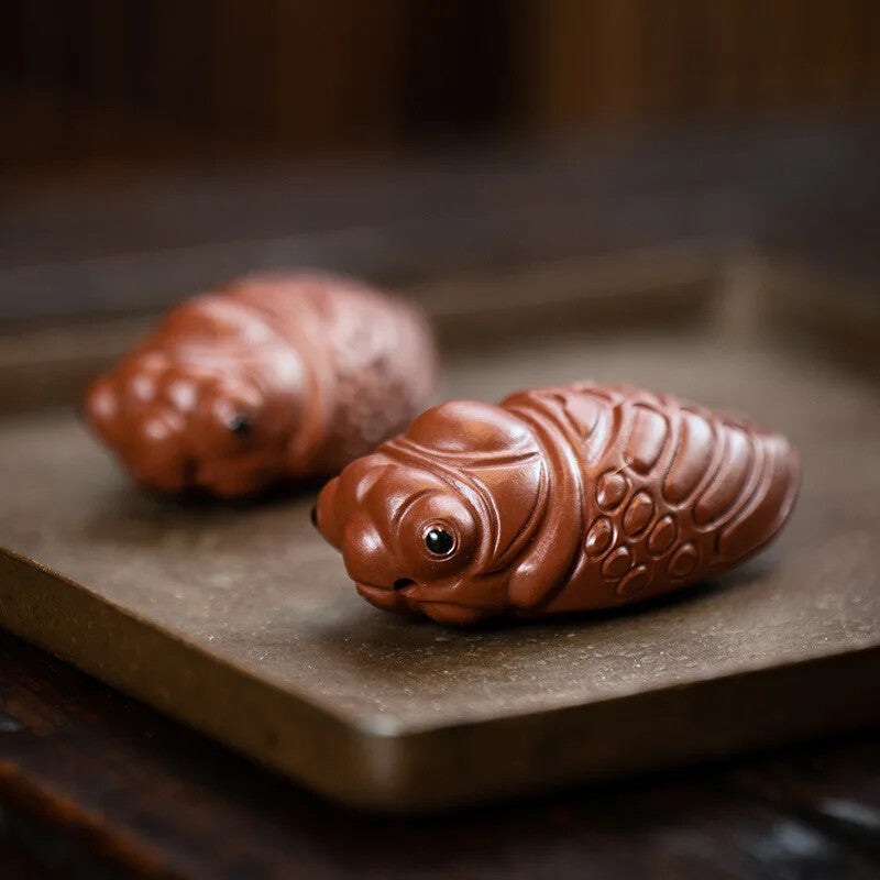 Chinese Yixing Sculpture Purple Clay Tea Pet Animal Statue Ornaments Handmade
