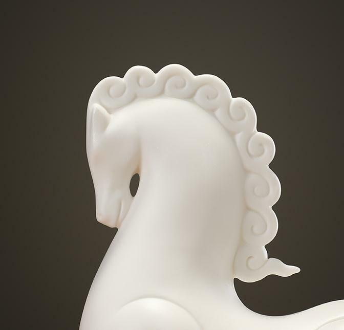 6.2" Chinese White Porcelain Ceramics Lovable Small Fat Horse Figurine Statues