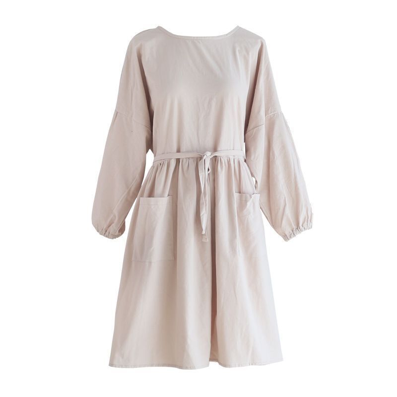 Women Apron Cotton Waterproof Reversible With Long Sleeves Cooking Cleaning Wear