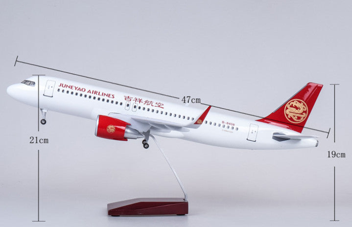 1:80 47CM JUNEYAO AIRLINES AIRBUS A320neo Airplane Landing Gear Resin Model