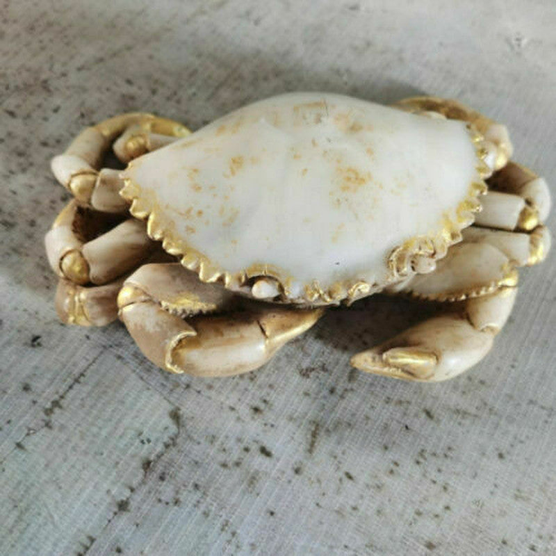 17cm Collected Antique Old White Jade Carved Crab Decorative Ornaments