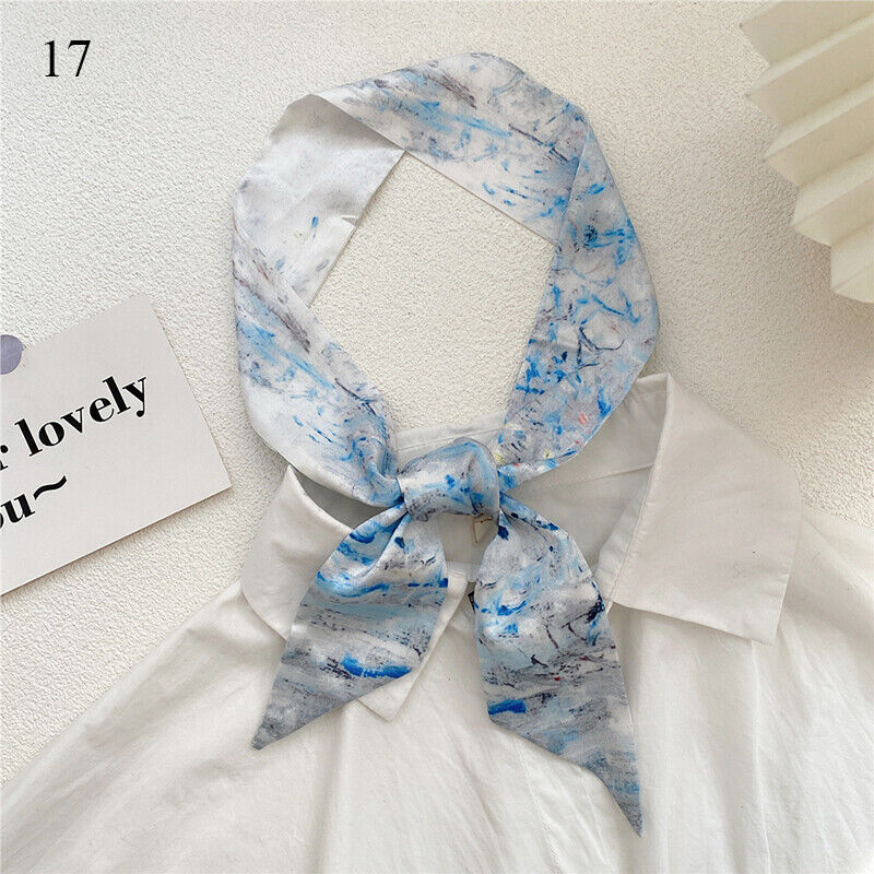 Long Skinny Silk Scarf Narrow Neckerchief Headband Handle Bag Band 105*6cm 1PCS
