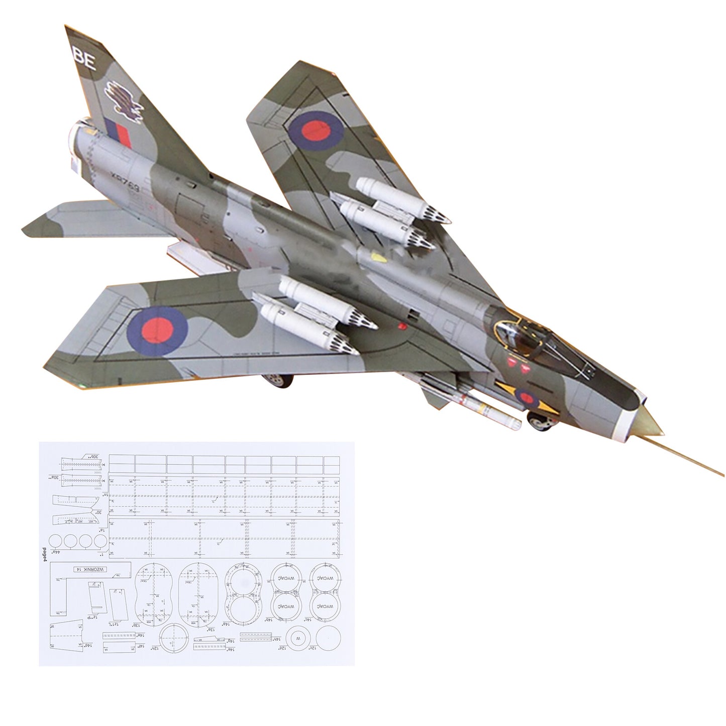 New 1/33 Scale British Lightning F Mk.6 Fighter Paper Model Unassembled Kit