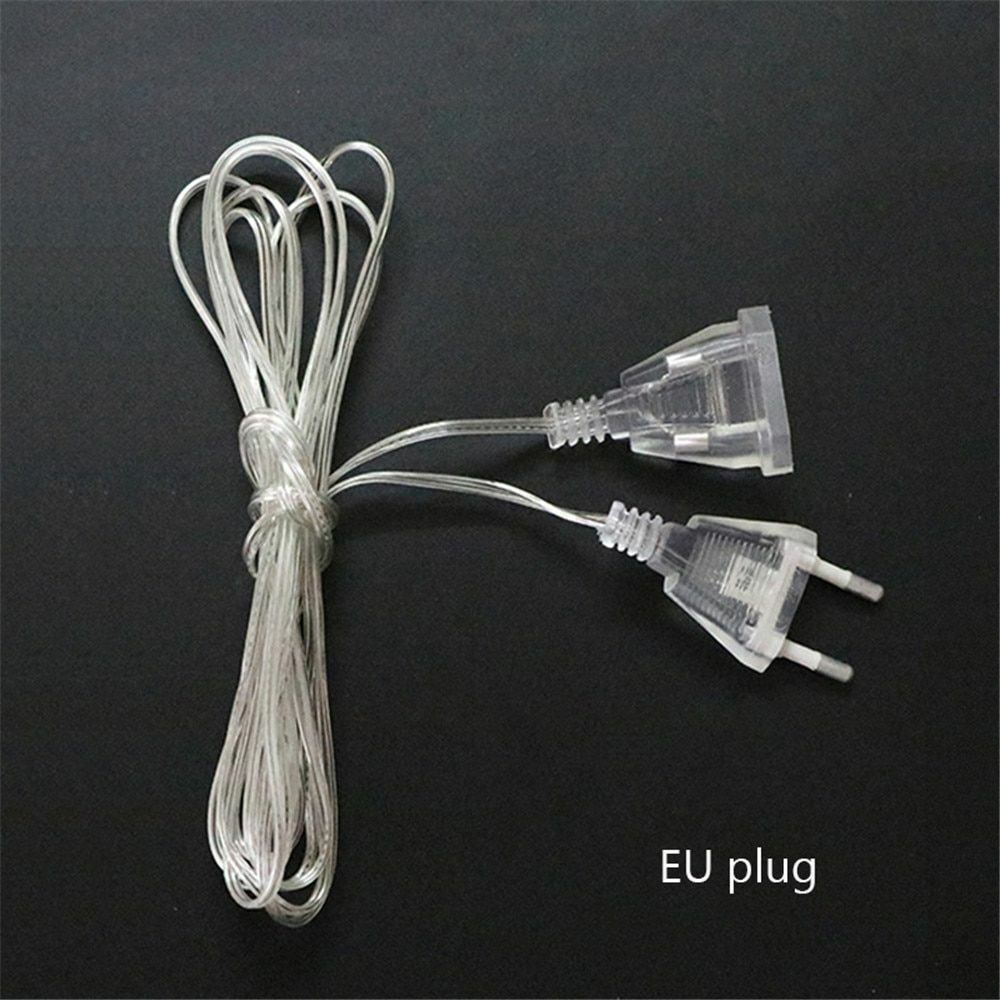 Transparent Standard Power Extension Cord Wire 3/5M EU US Cable LED String Light