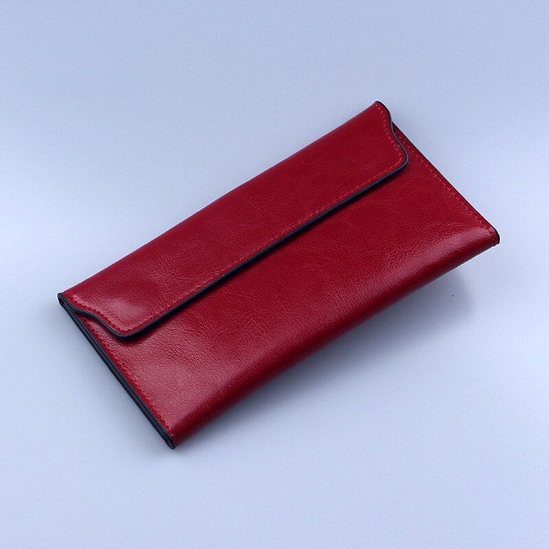 Leather Women Wallet Long Thin Purse Cowhide Multiple Cards Holder Clutch Bags