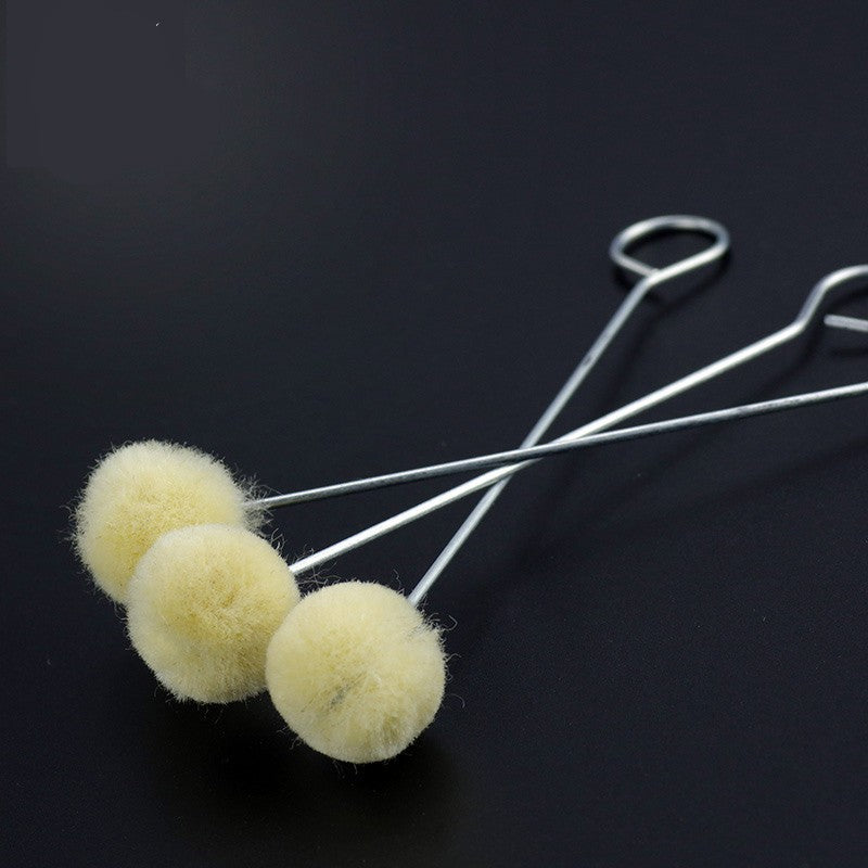 New 50pcs/Set Leather Tool Wool Daubers Ball Brush Leather Dye Tool Metal Handle