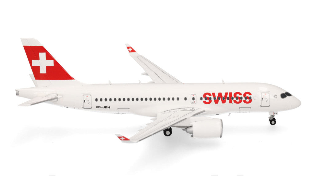 1:200 Herpa Swiss Airbus A220-100 Passenger Airplane Diecast Model