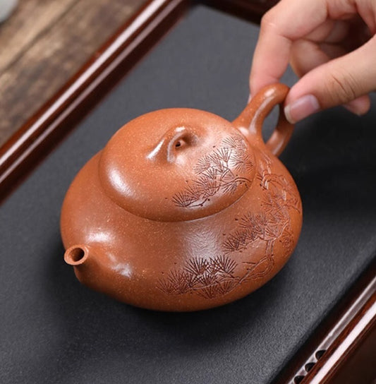 240cc chinese Yixing Handmade Zisha teapot JiangPoClay ShiPiao Gongfu Hu Tea Pot