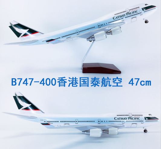 1:150 47CM CATHAY PACIFIC BOEING 747-400 Plane Landing Gear Resin Aircraft Model