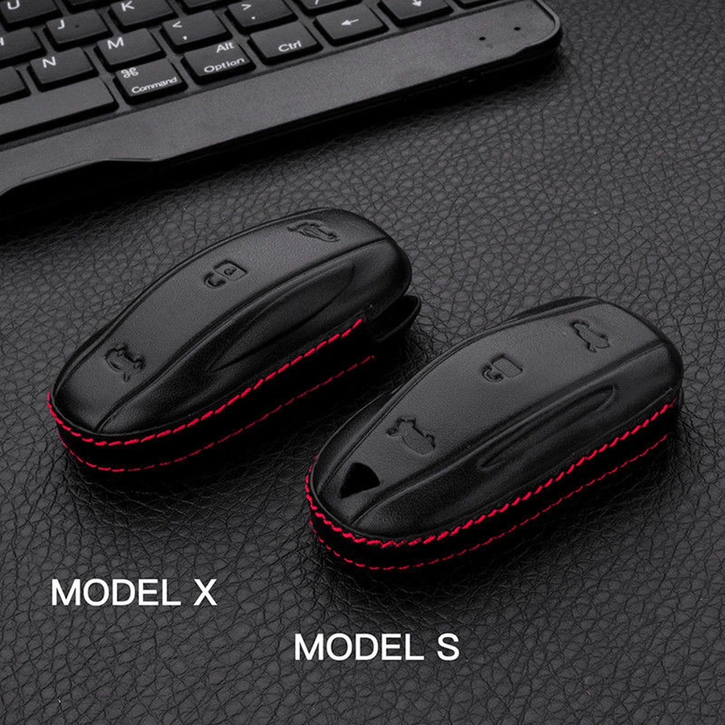 Protector Genuine Leather Car Key Cover Bag With Chain For Tesla Model S Fob
