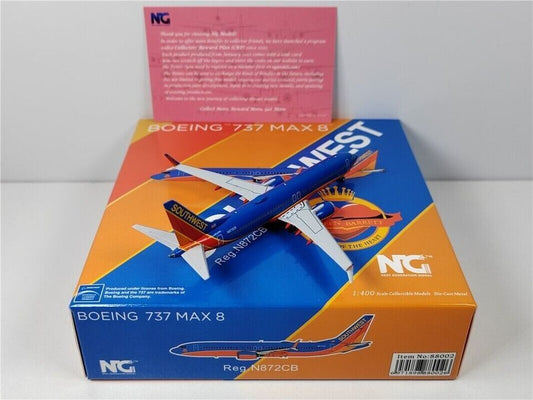 1:400 NG Model Southwest BOEING 737 MAX 8 Passenger Airplane Diecast Plane Model
