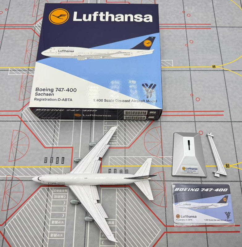 1:400 YY Wings Lufthansa BOEING 747-400 Flap Down Plane Aircraft Diecast Model