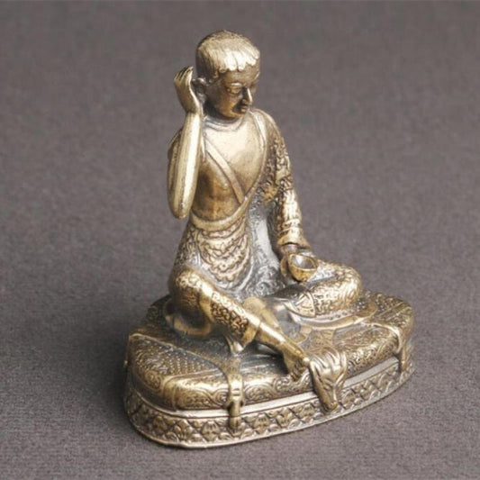Brass Old Statue Chinese Handmade Milarepa Buddha Statue Delicate Antique