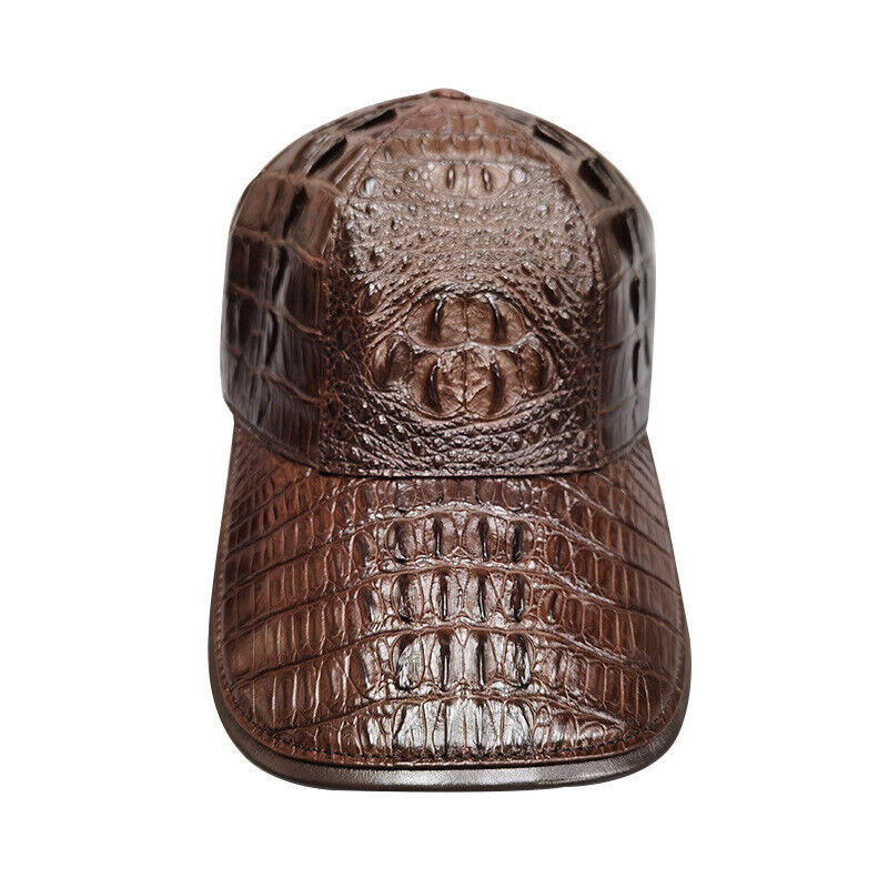 Black 100% Real Alligator Crocodile Skin Leather hat handmade Adjustable hat Cap