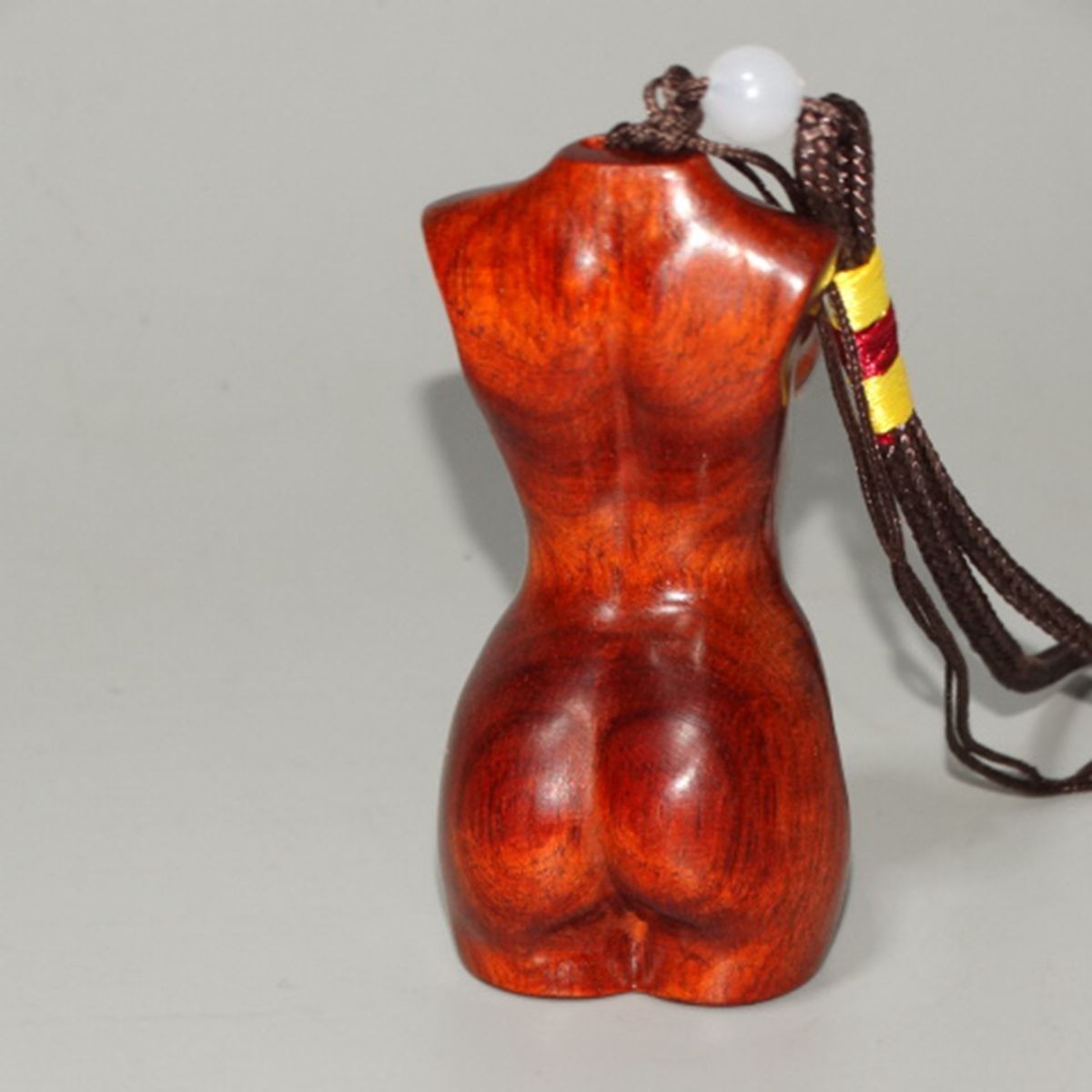 Vintage Red Sandalwood Female Form Pendant - 7cm Handheld Carving