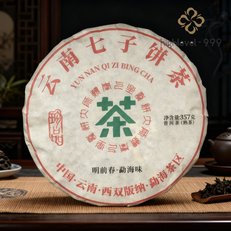357g Ripe Pu'er Tea Cake Yunnan Ancient Tree Material Rich Pu'er Tea