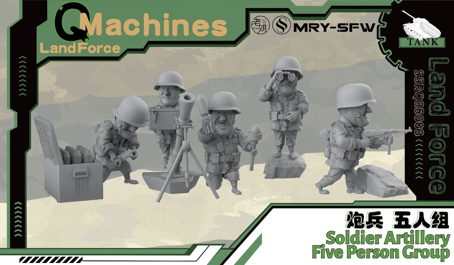 SSMODEL SSRQ35003 1/35 Q-Version Original Soldier Artillery Five Person Group