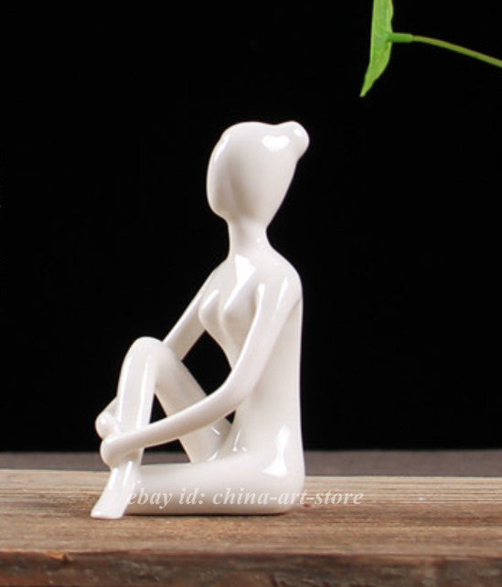 Fine China Ceramics White Porcelain Kung Fu Yoga Beauty Beautiful Woman Statue F