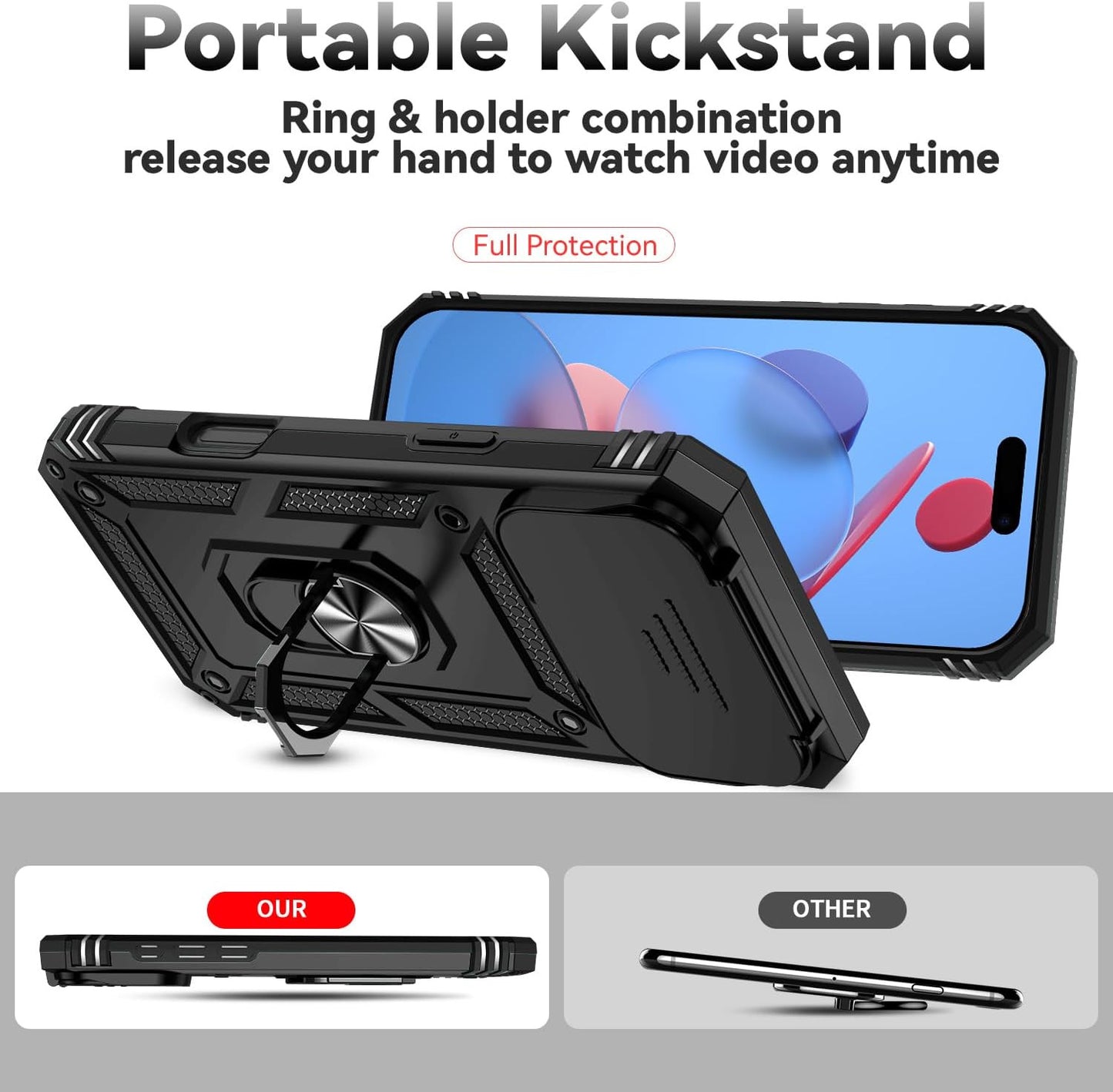For Iphone 17 Pro Max Case, with Slide Camera Cover HD Screen Protector [Militar