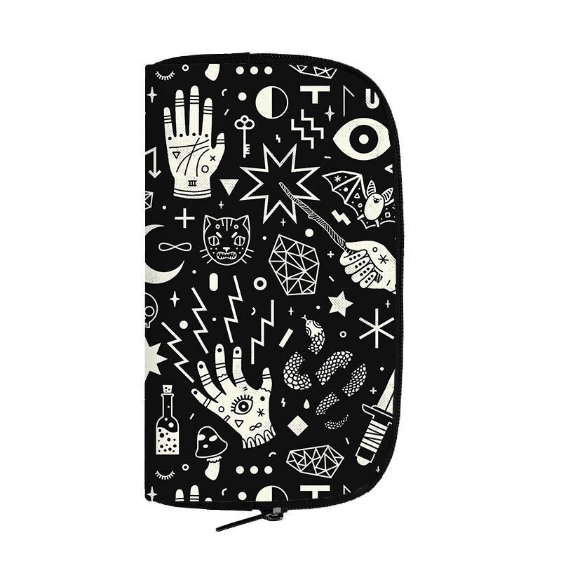 Black Long Wallet Witchcraft Skull Gothic Purse Passport Bag Phone Coin Purses