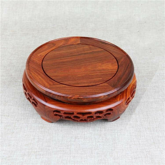 8.5" Rosewood Pedestal Solid Wood Round Base Display Stand for Vase Statue Gift