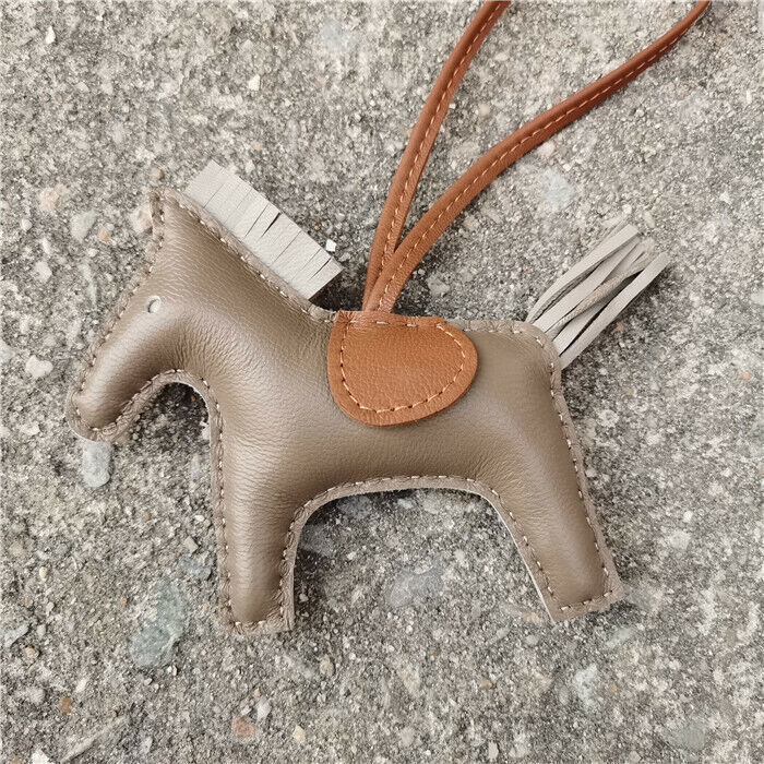Genuine Leather Horse Bag Charm Hanging Key Ring Purse Accessories Keychain