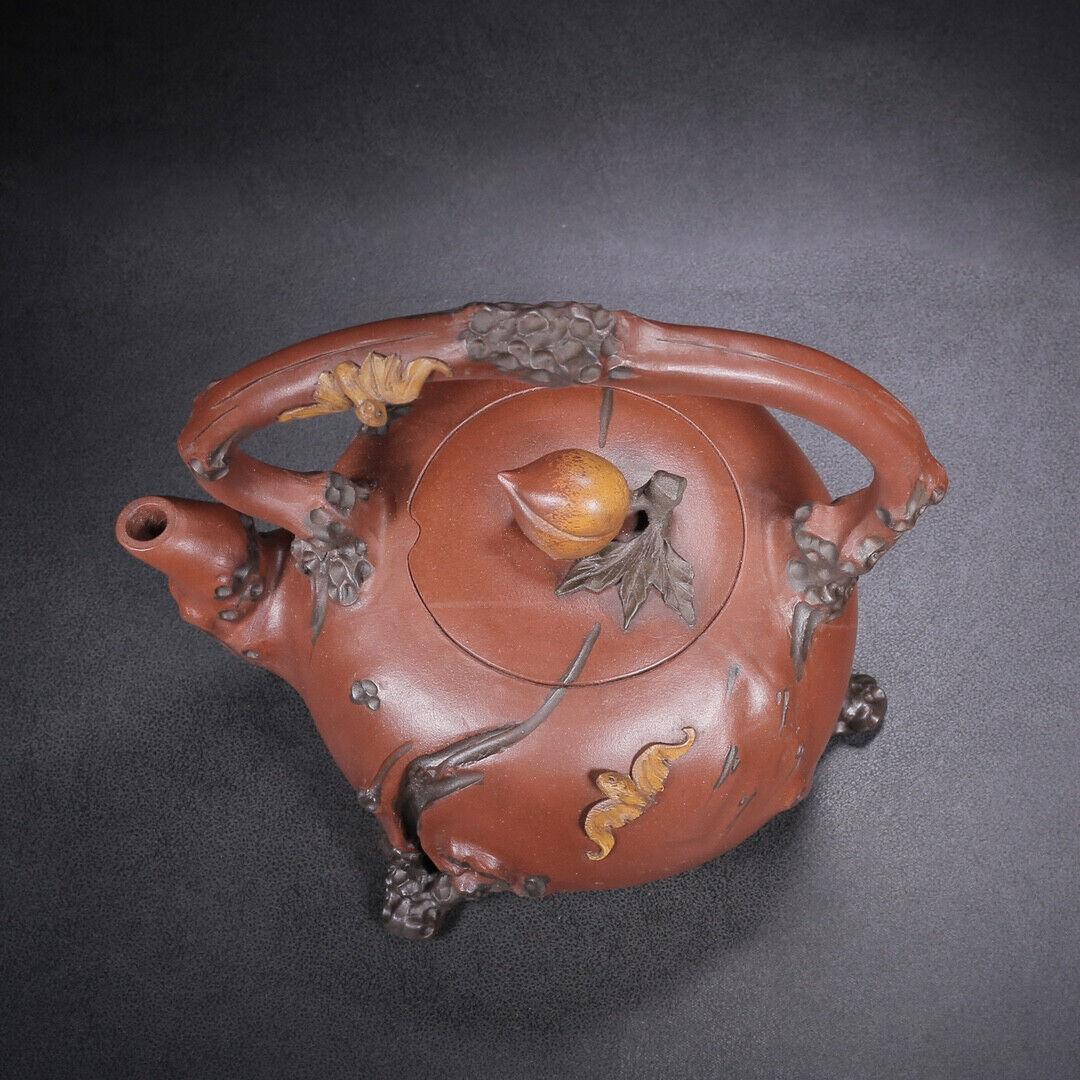 Chinese Yixing Zisha Clay Handmade Exquisite Teapot (福寿提梁 底款:汪寅仙)