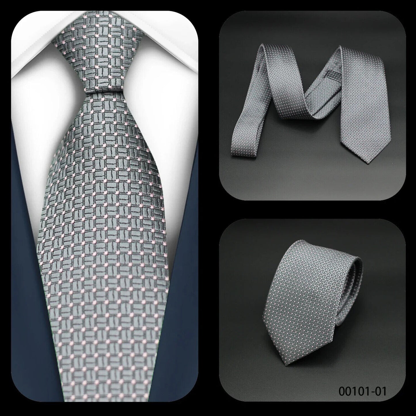 Men Necktie 2Pcs Jacquard Woven Paisley Tie Handkerchief Business Party Wear 7cm