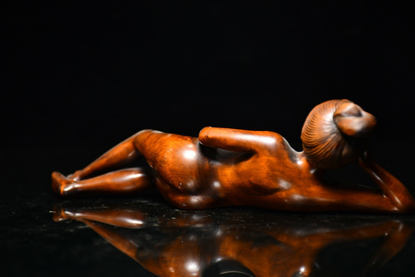 Chinese Antique Boxwood Carved Beautiful Woman Statue Sexy Sculpture Home Decor