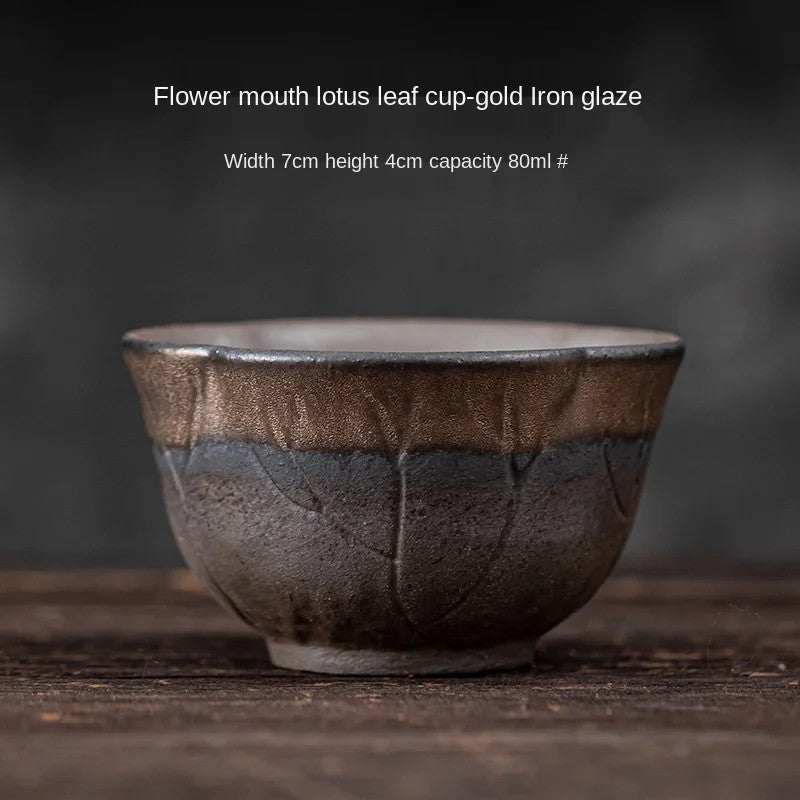 Coarse Pottery Gilding Iron Glaze Tea Cup Ceramic Kung Fu TeaCup Single Cup