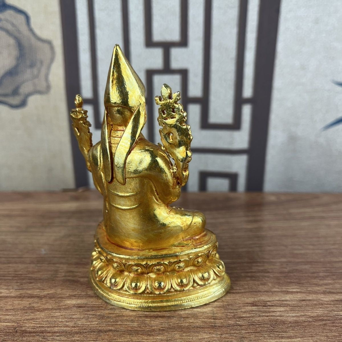 Gilded Copper Tsongkhapa Buddha Statue 10cm Tibetan Home Altar Decor