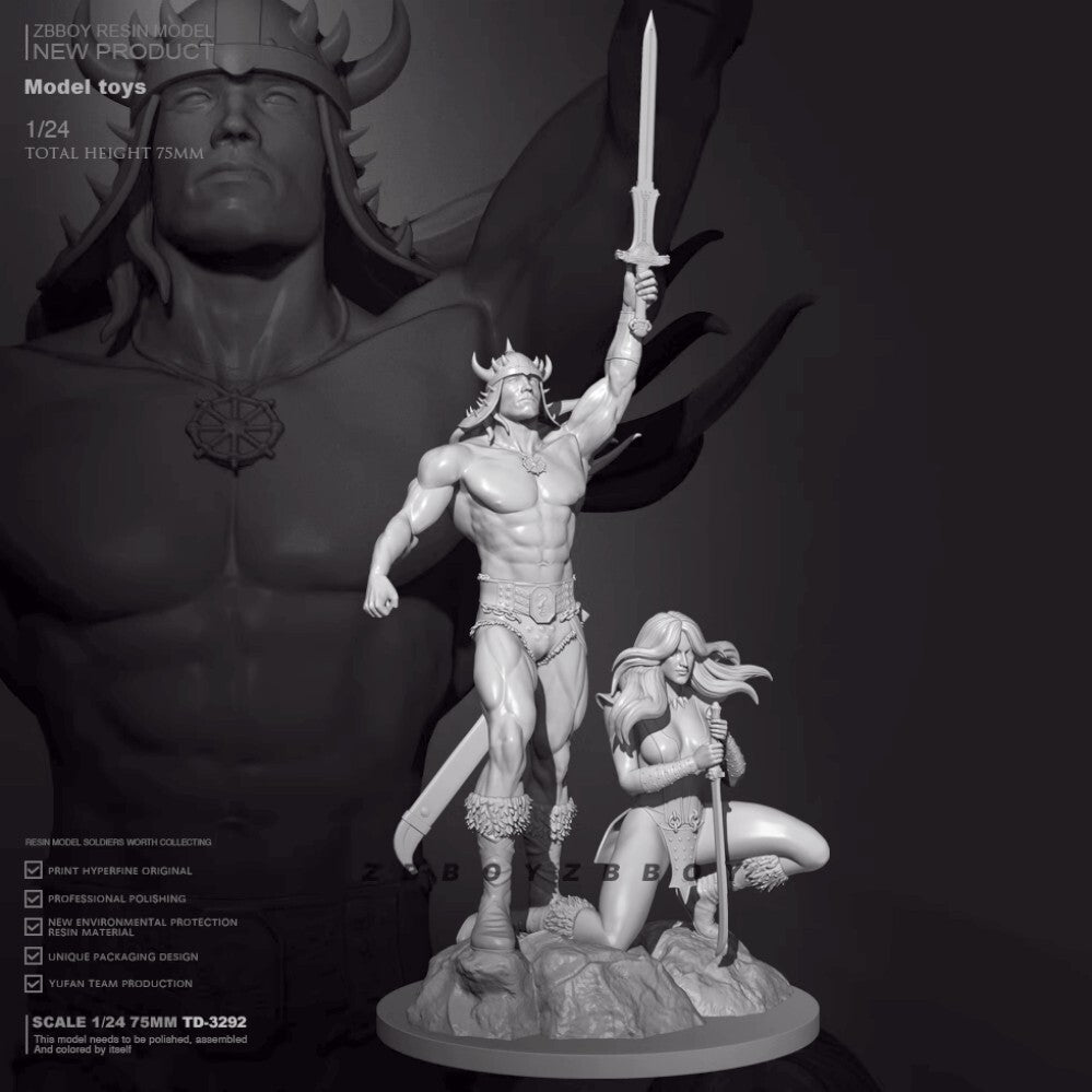 1/24 resin figure model Powerful Swordsman Male and Female Unassembled Unpainted