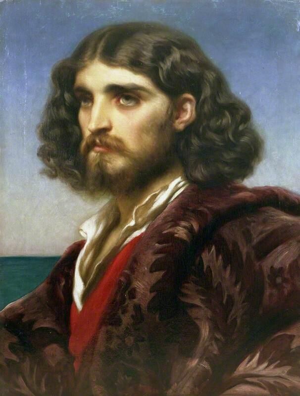 Oil painting Sir-Frederic-Lord-Leighton-Head-of-an-Italian-Man young man portrai