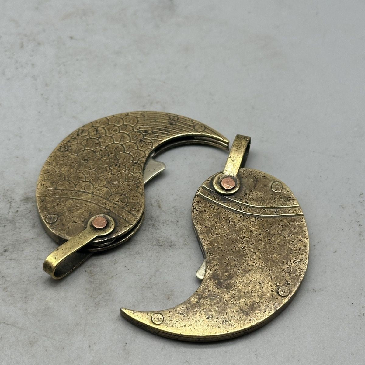Yin Yang Bagua Brass Paper Cutter Express Unboxing Knife Retro Fish Design